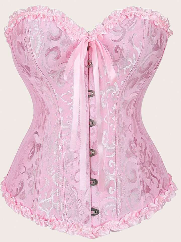 1 pieza Corset Bustier Top con patrón floral y detalles de cordones para mujer - realza tu figur... | SHEIN