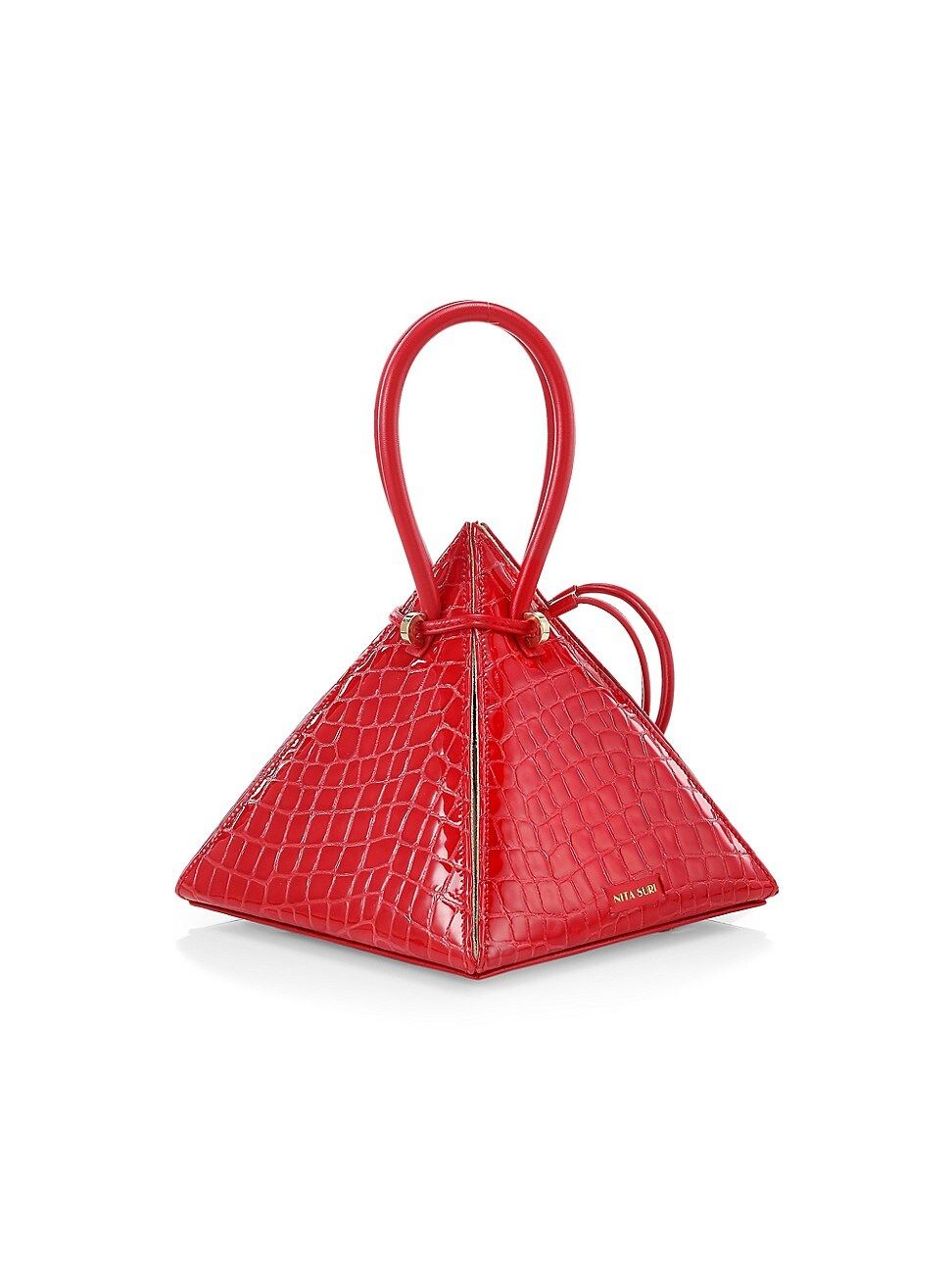 Nita Suri Women's Lia Croc-Embossed Leather Pyramid Top Handle Bag - Red | Saks Fifth Avenue