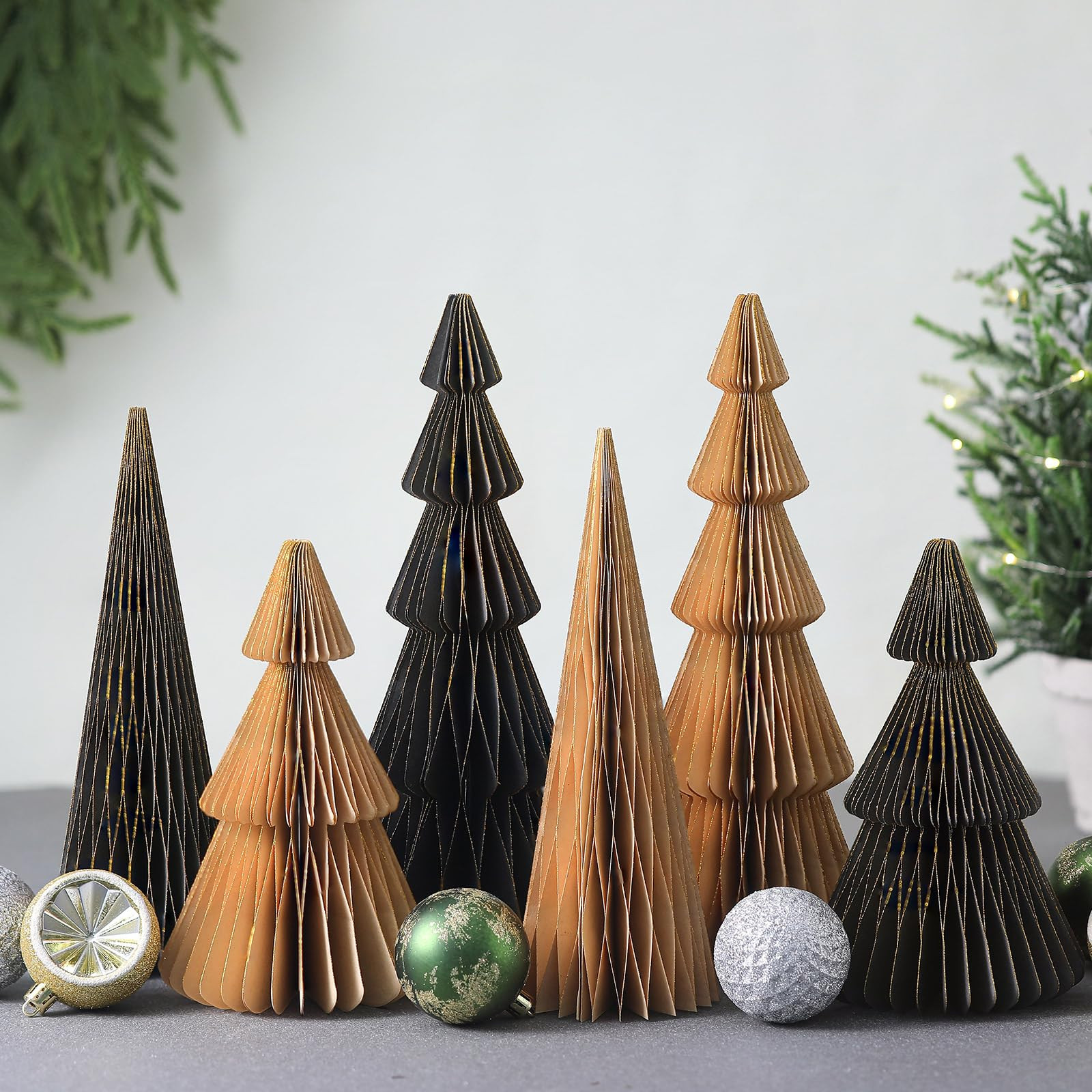 6 Pcs Neutral Christmas Tree Honeycomb Centerpiece Minimalist 3D Paper Trees Centerpiece Modern C... | Amazon (US)