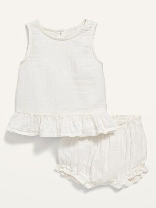 Sleeveless Button-Back Peplum Top and Bloomers Set for Baby | Old Navy (US)