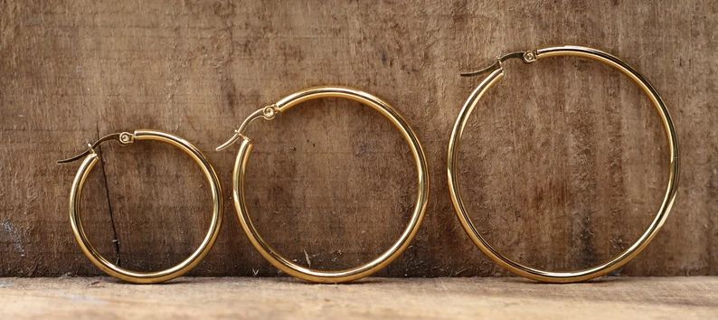 18K Gold Filled Hoop Earrings  Gold Hoops  18K Gold Earrings | Etsy | Etsy (US)