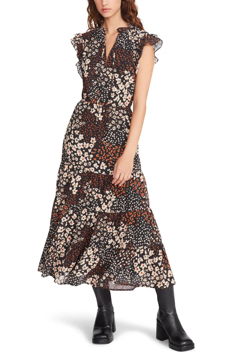 Steve Madden Lillia Floral Ruffle Midi Dress | Nordstrom | Nordstrom