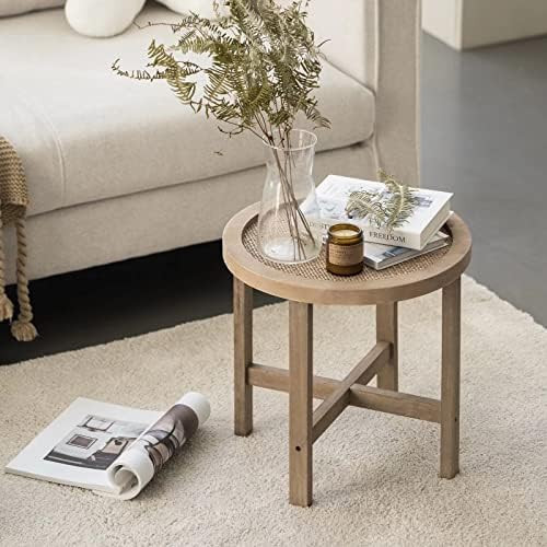 FairyHaus End Tables Living Room, Small Side Tables Living Room Bedroom for Small Spaces, Rattan Rou | Amazon (US)