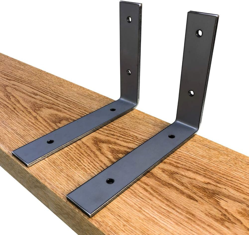 Made in USA by DIY CARTEL - Industrial Forged Steel Floating Shelf L / J Bracket - Heavy Duty Rus... | Amazon (US)