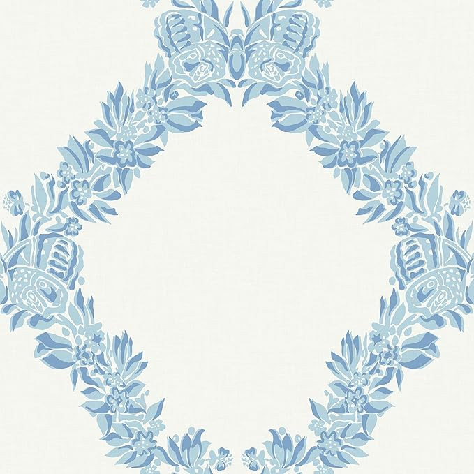 Scalamandre Sky Blue Wreath Peel & Stick Wallpaper | Amazon (US)