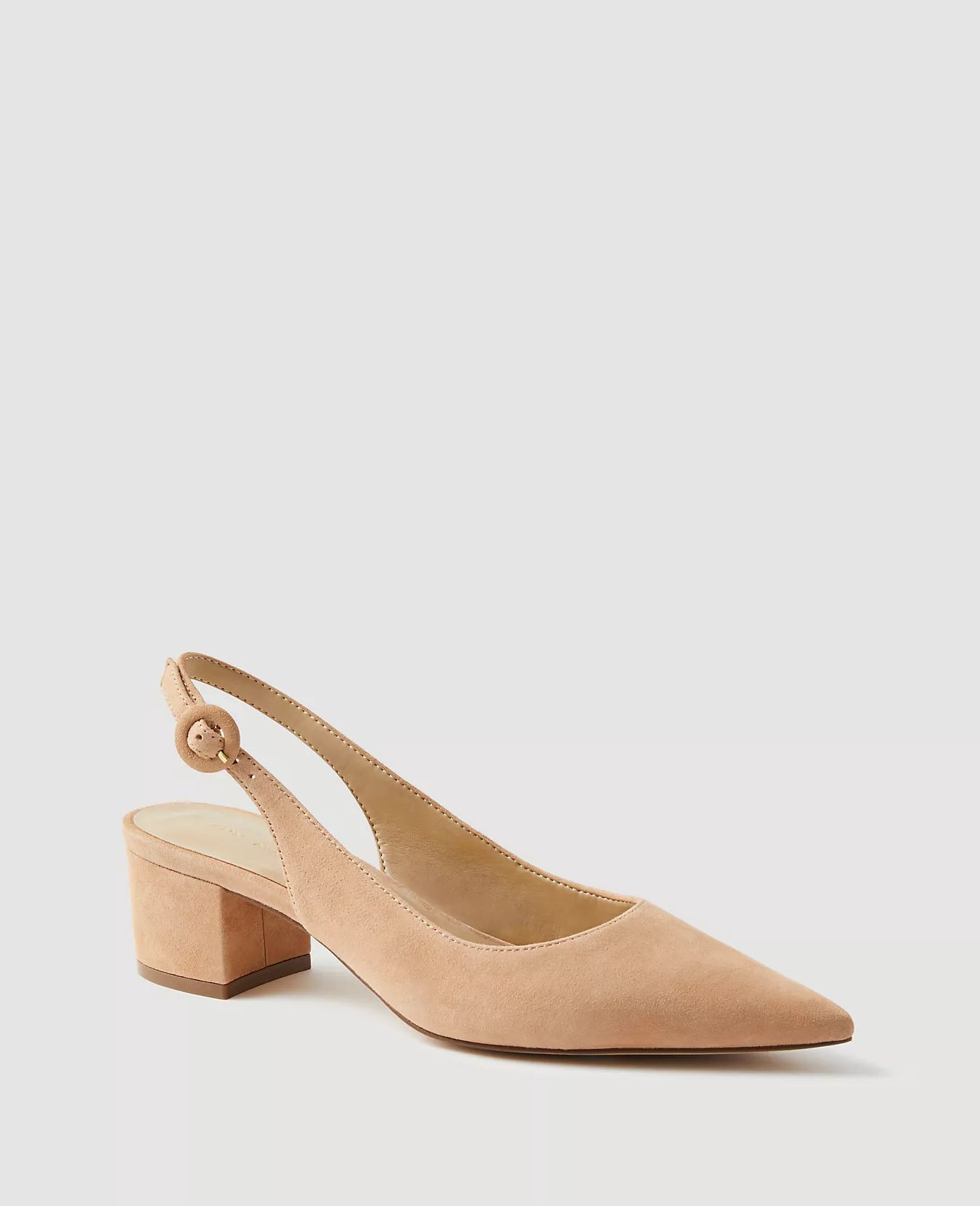 Suede Block Heel Slingback Pumps | Ann Taylor (US)