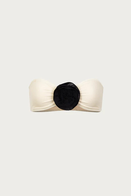 Rose Bandeau Top (Faux Suede Cream/Black) | SAME