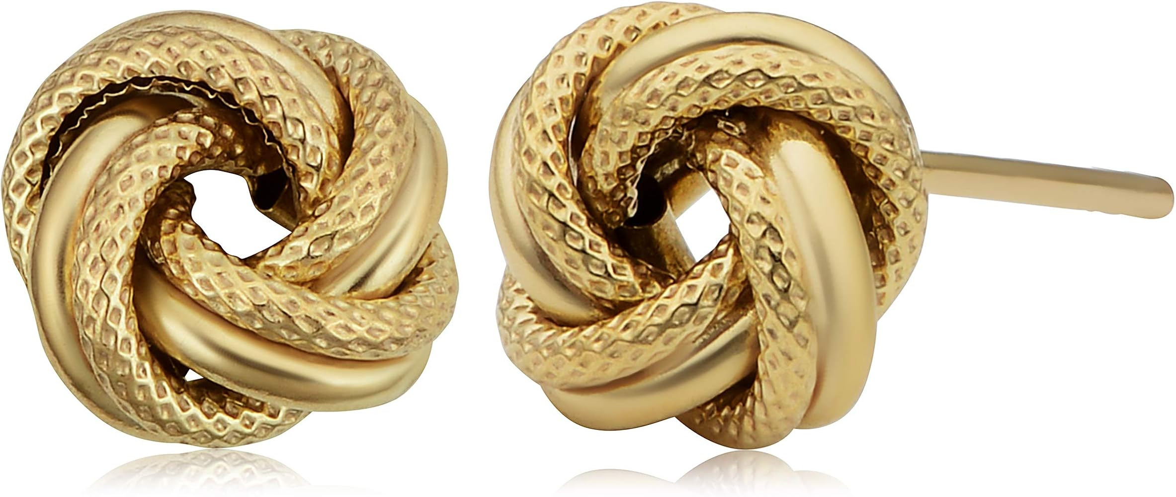 Kooljewelry Womens Stud Love Knot - 10k Yellow Gold Textured Love Knot Stud Earrings | Amazon (US)