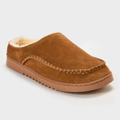 dluxe by dearfoams Men's Fraiser Slide Slippers - Chestnut 12 | Target