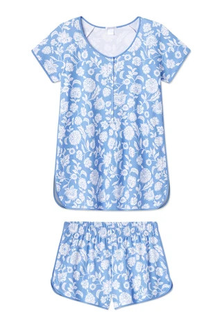 Pima Maternity Shorts Set in Baltic Bouquet | Lake Pajamas