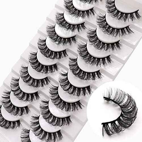 Veleasha Russian Strip Lashes DD Curl False Eyelashes Fluffy Wispy Faux Mink Lashes 10 Pairs Pack... | Amazon (US)
