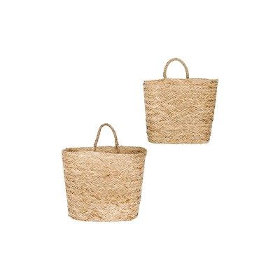 Set of 2 Decorative Handwoven Seagrass Wall Baskets Beige - 3R Studios | Target