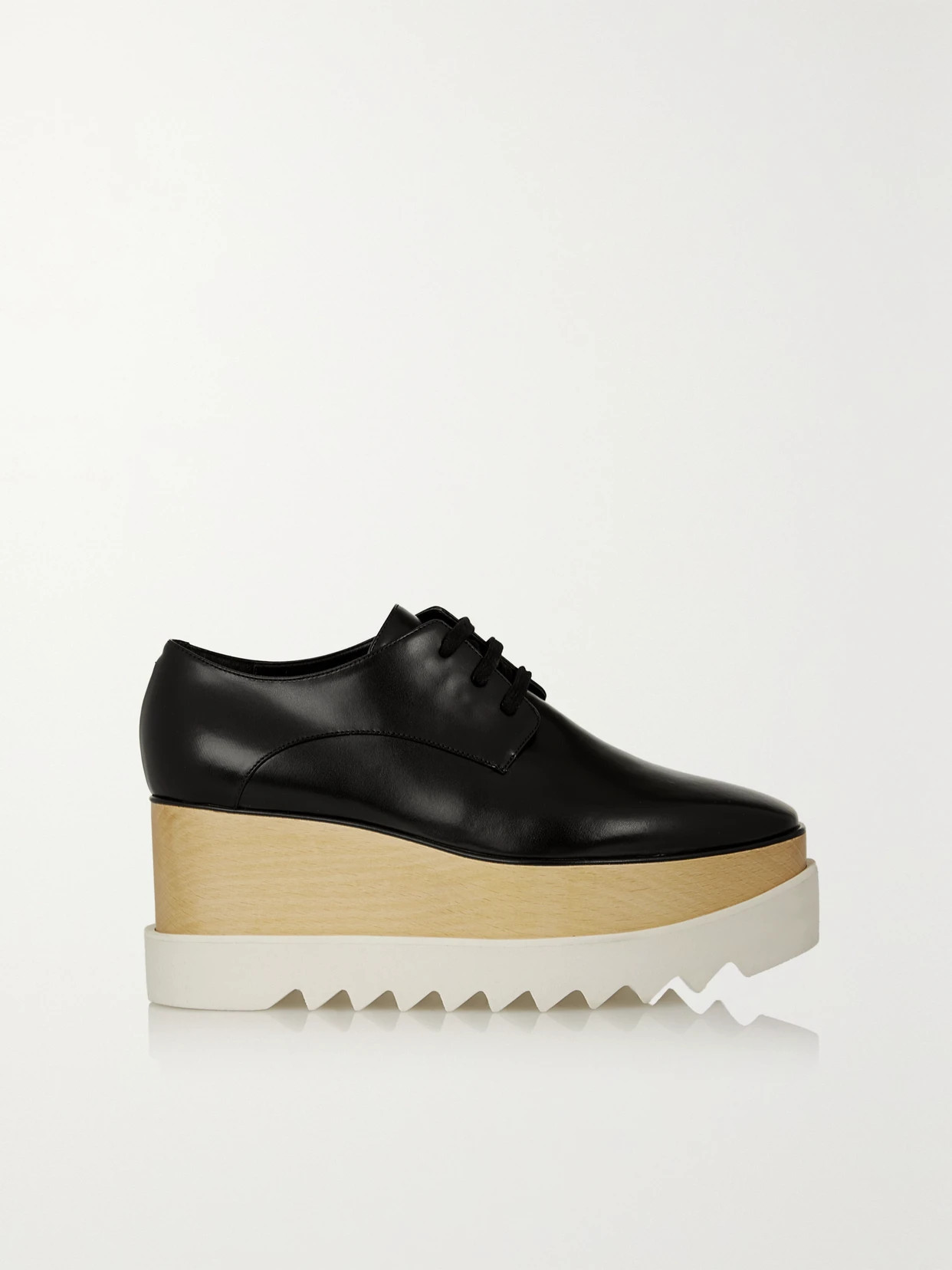 Stella McCartney - Elyse Faux Glossed-leather Platform Brogues - Black | NET-A-PORTER (US)