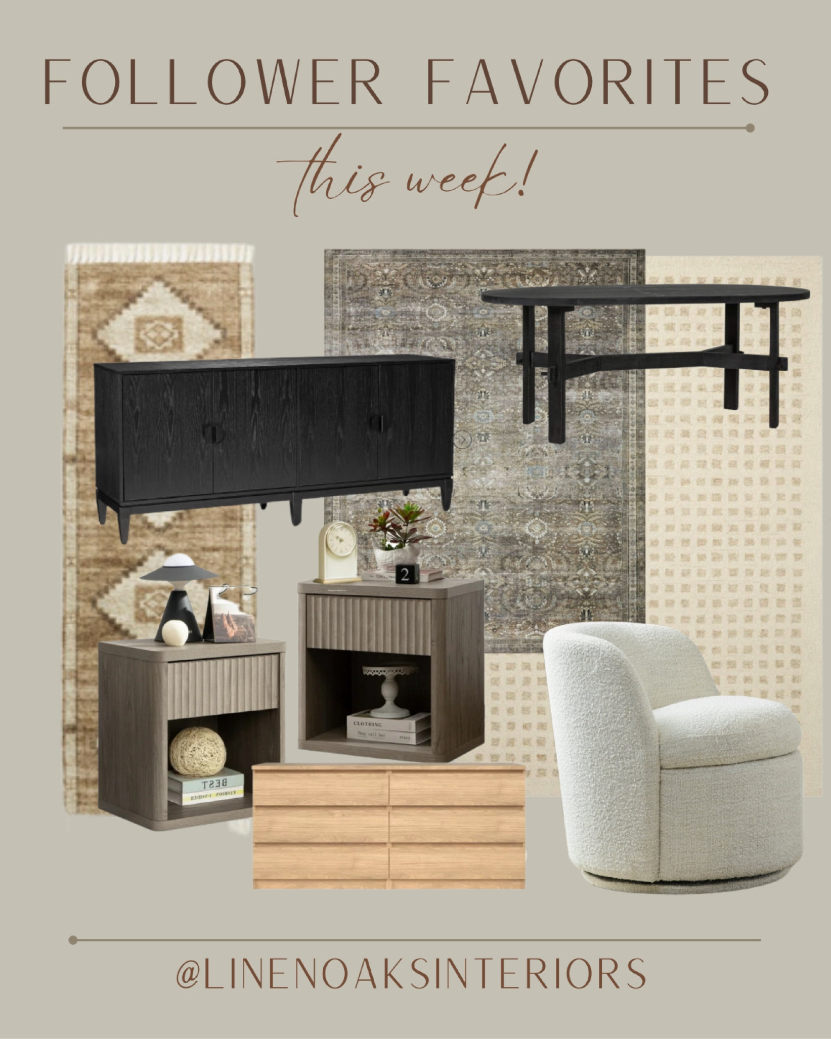 Weekly favorites!
Dresser, sideboard, console, coffee table, black coffee table, nightstands, rug, runner, neutral rug? Console table 

#LTKhome #LTKCyberWeek #LTKSeasonal