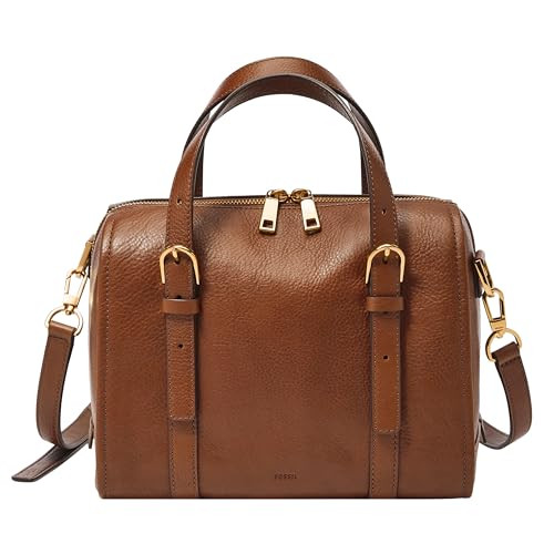 Fossil Women's Carlie Leather Satchel Purse Handbag, Brown (Model: ZB1772200) | Amazon (US)
