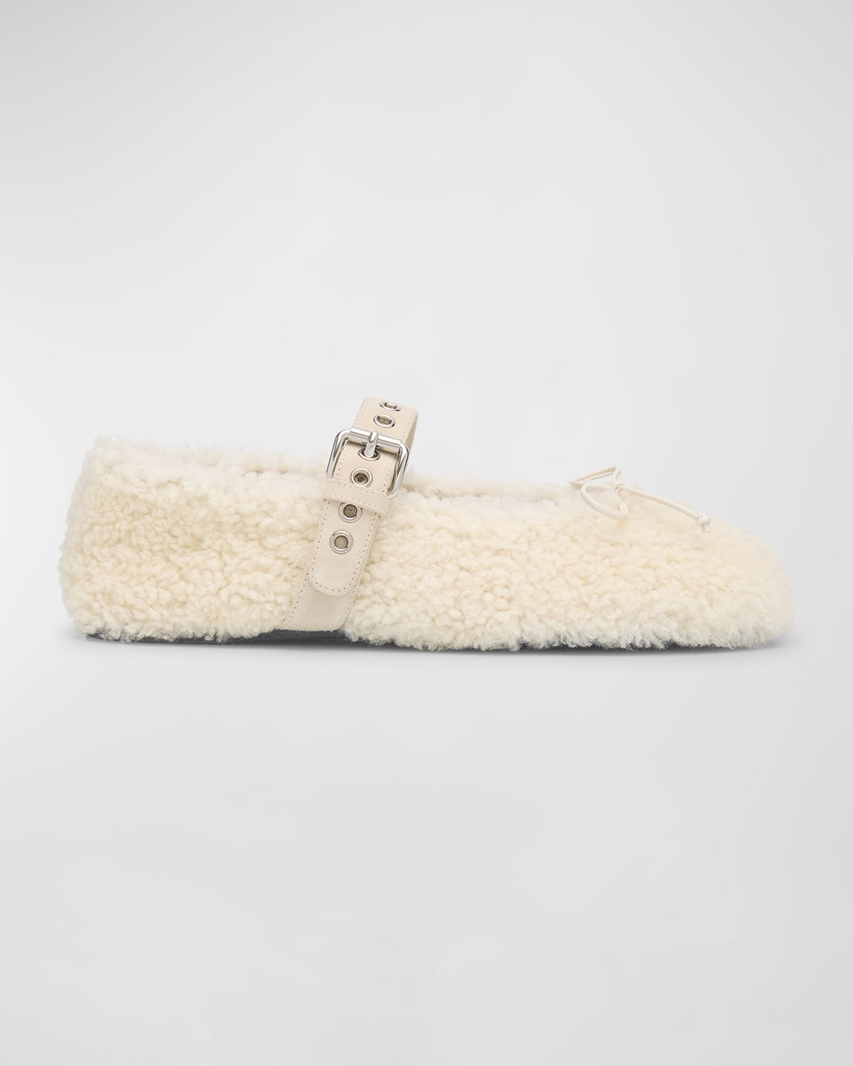 Shearling Mary Jane Ballerina Flats | Neiman Marcus