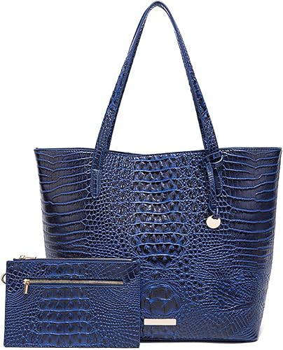 Leather Crocodile-Embossed Pattern With Women Handbags Large Tote Shoulder Bag Top Handle Satchel... | Amazon (US)