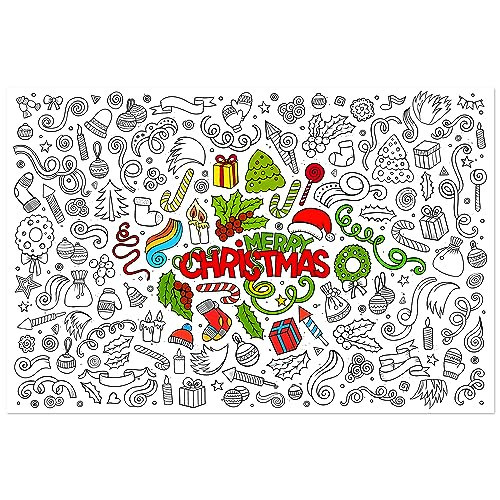 AllReal Merry Christmas Giant Coloring Poster Winter Holiday Jumbo Coloring Sheet Xmas Floor Huge Large Color-in Paper Banner for Gift Holiday Activities Home Party Decorations 47.2" x 31.4 " | Amazon (US)