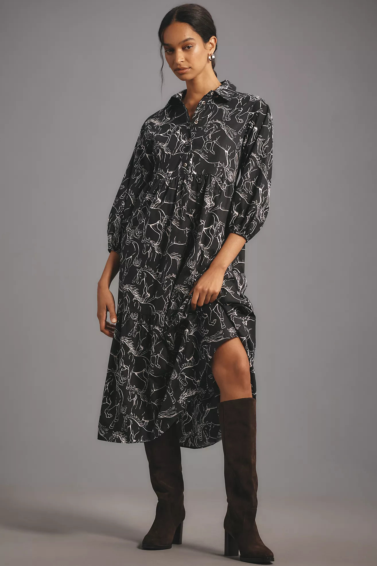 The Bettina Tiered Shirt Dress by Maeve | Anthropologie (US)