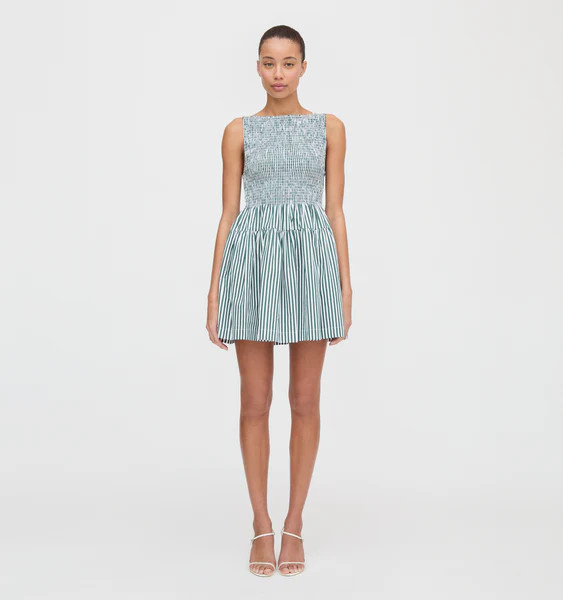 The Cosima Mini Nap Dress - Green Stripe | Hill House Home US