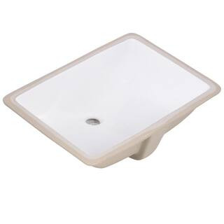 Rectangle Undermounted Bathroom Sink in White | The Home Depot