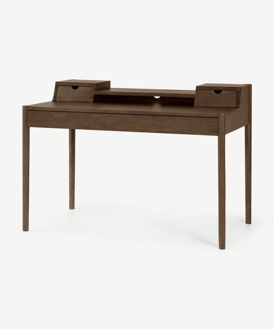 Leonie Wide Desk, Dark Stain Oak | Made.com UK