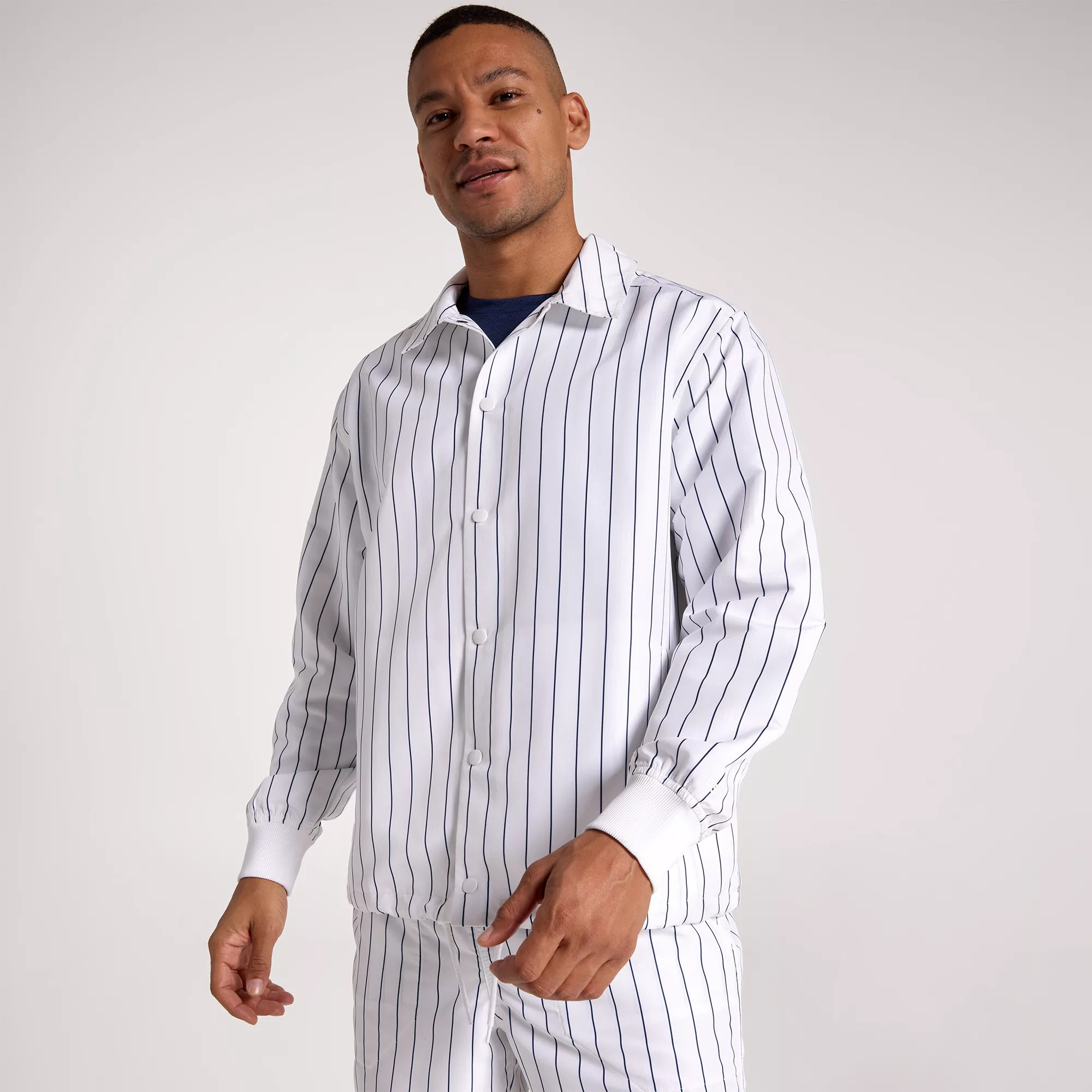 DSG Men's Coach's Jacket, XL, Pinstripe Pure White | Going Going Gone