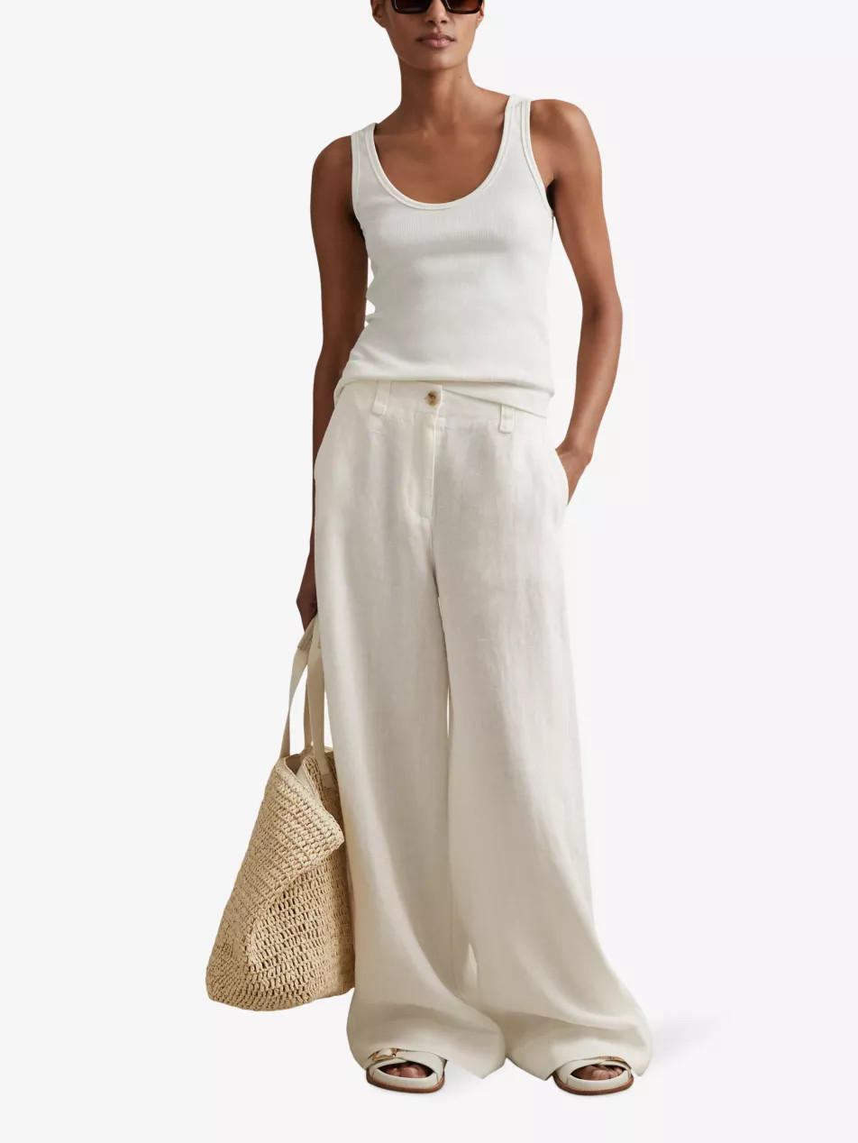 Demi wide-leg high-rise linen trousers | Selfridges