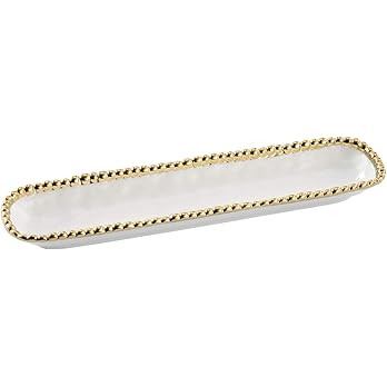 Pampa Bay Porcelain Cracker Cheese and Charcuterie Tray (White and Gold) | Amazon (US)
