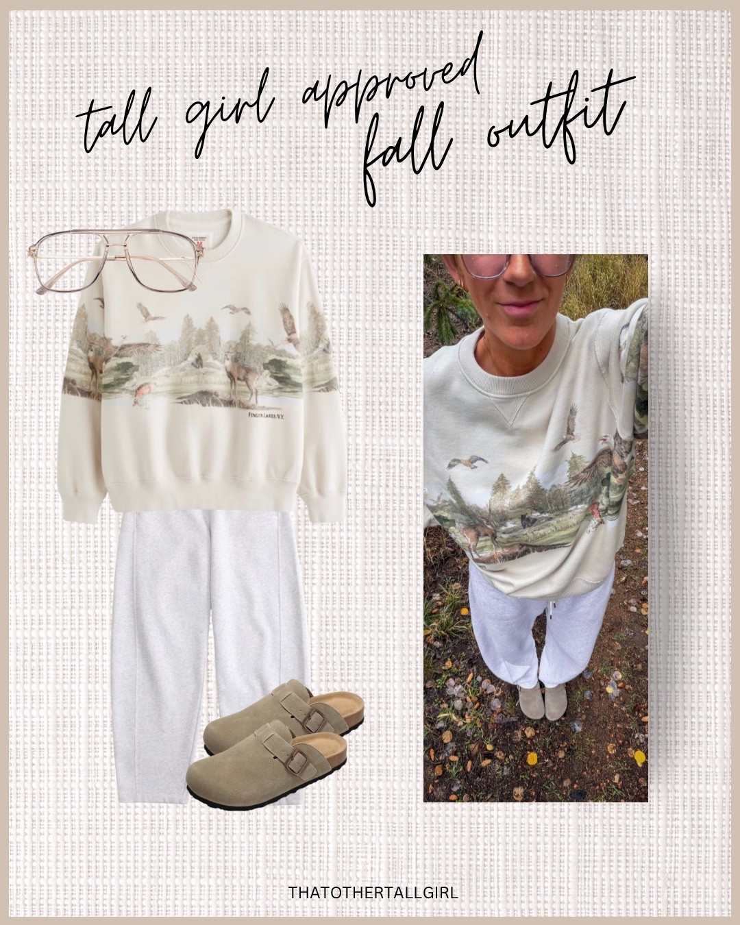 Large long sweatshirt and sweatpants, 11 mules

#LTKTall #LTKOver40