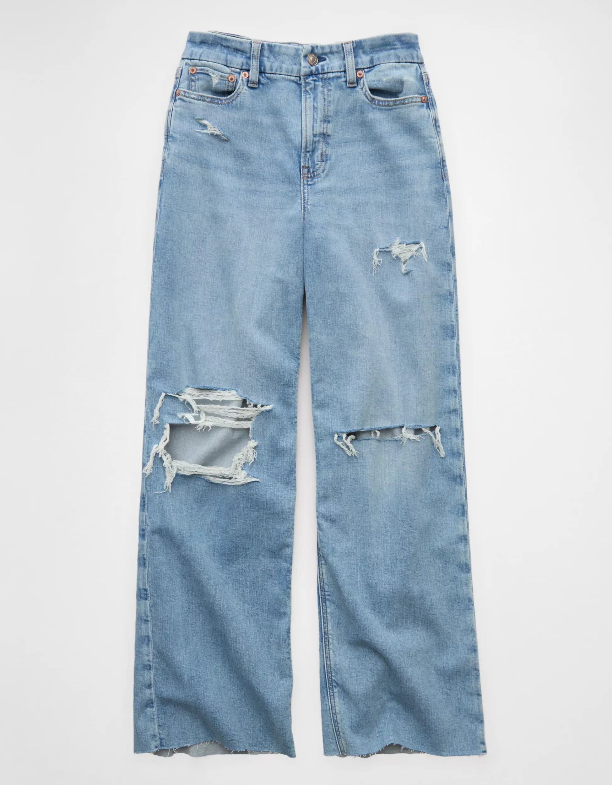 AE Dreamy Drape Curvy Super High-Waisted Baggy Wide-Leg Jean | American Eagle Outfitters (US & CA)