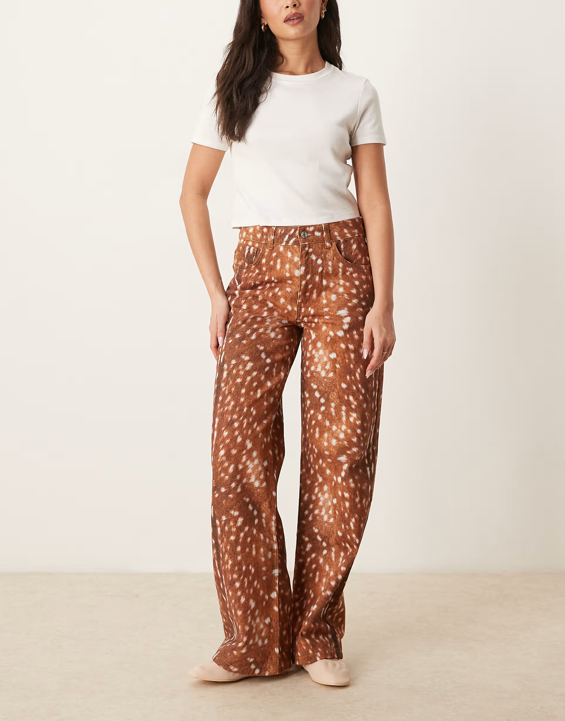 ASOS DESIGN boyfriend jeans in deer print | ASOS (Global)