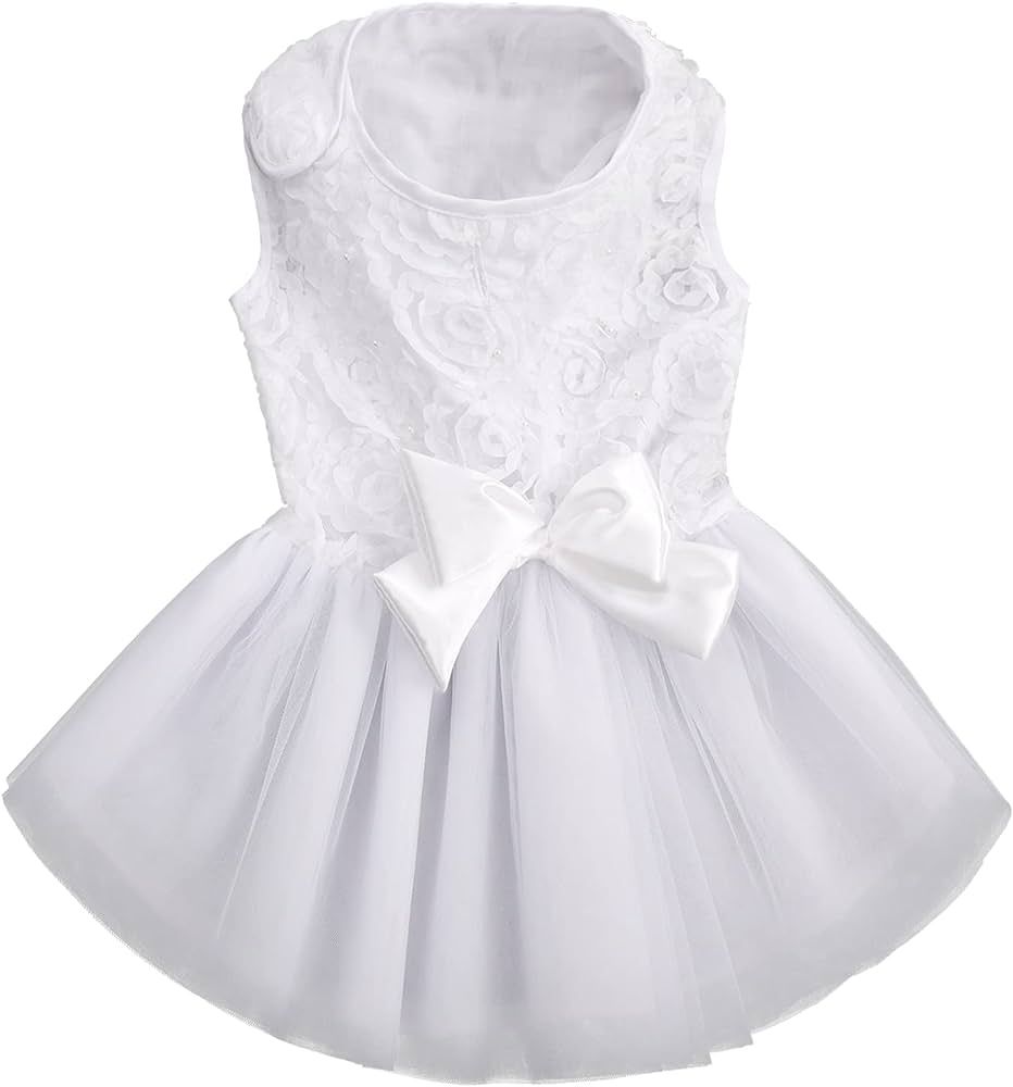 ASENKU Dog Dress Pet Wedding Dress Princess Lace Puppy Birthday Party Outfit Formal Apparel Girl ... | Amazon (US)