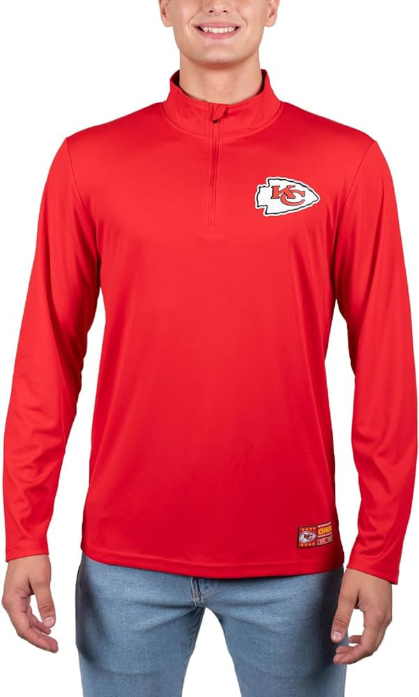 Ultra Game NFL Men's Super Soft Quarter Zip Long Sleeve T-Shirt | Amazon (US)