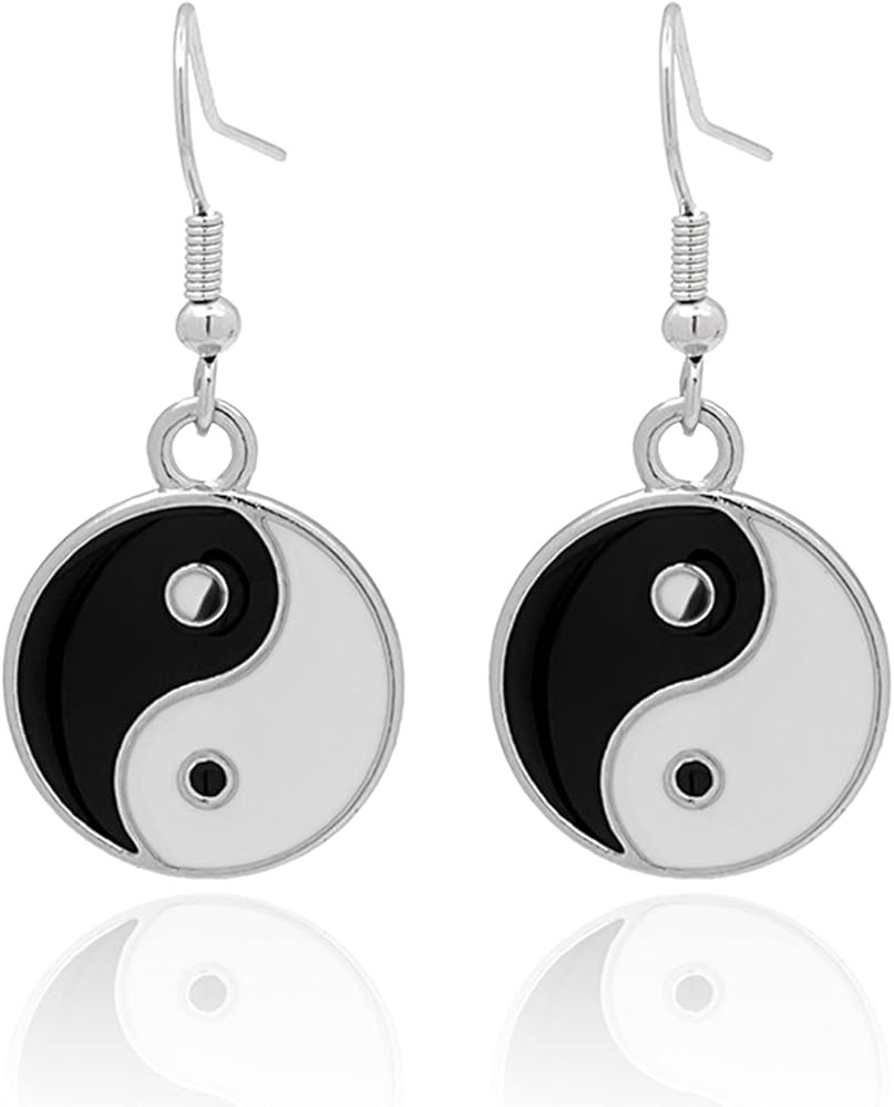 Enamel Black White Tai Chi Bagua Yin Yang Earrings - Simple Yin and Yang Life Balance Earrings fo... | Amazon (US)