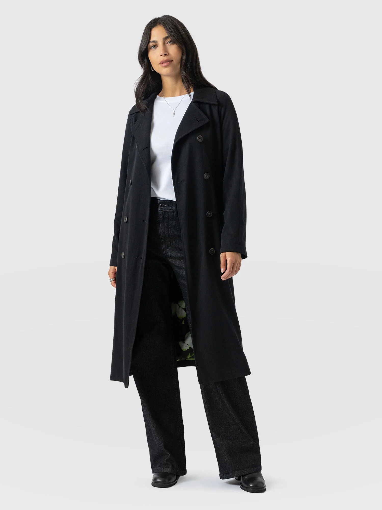 Marion Double Breasted Trench - Black | Saint + Sofia