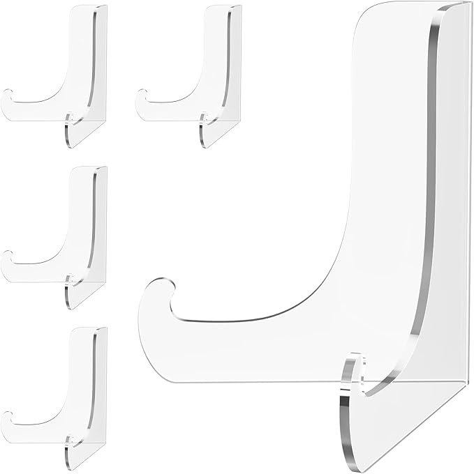 5 Pack Acrylic Display Stand, Plate Stand for Display, Clear Easel Stand, Display Holder for Card... | Amazon (US)