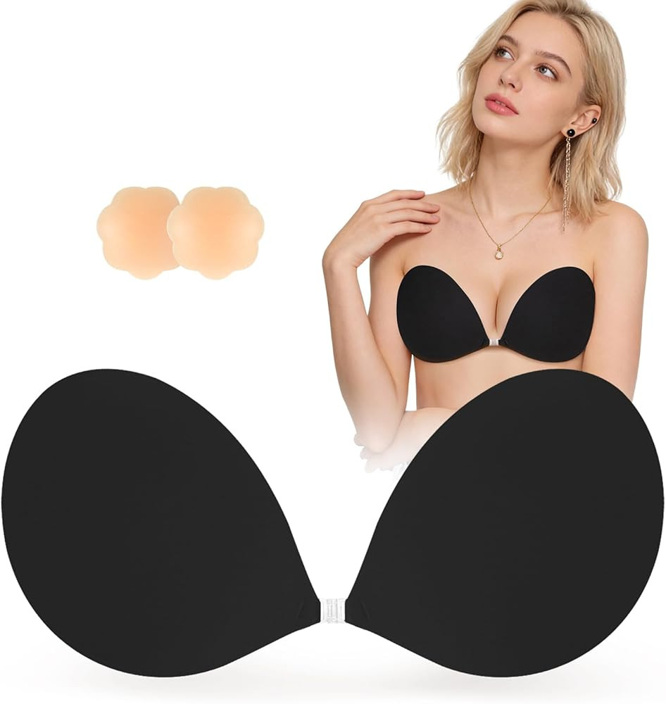 Stick on Bra, Strapless Backless Sticky Bras for Women, Adhesive Silicone Invisible Push Up Bra R... | Amazon (UK)