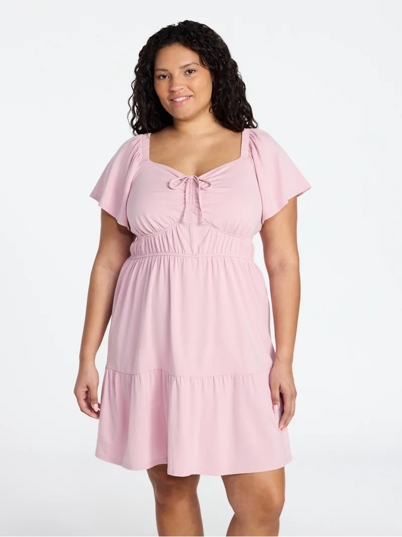 Terra & Sky Women's Plus Tiered Mini Dress, Sizes 0X-5X | Walmart (US)