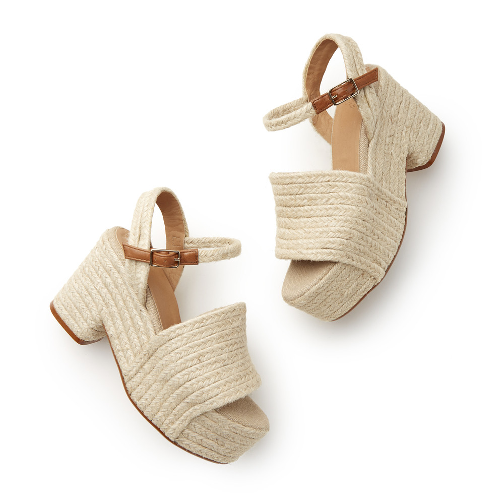 Castañer Xiana Espadrille Heels in Yute Natural, Size IT 37 | goop