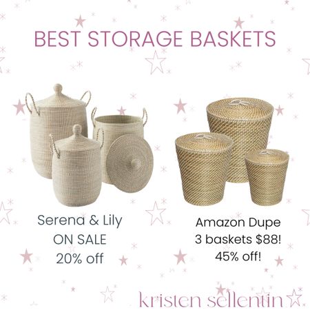 Best baskets for storage

I love my Serena & Lily baskets & they are 20% off right now. 

I found a dupe set on Amazon & they are 45% off!! 

#organization #baskets #playroom #organize #amazonfind #dupe #serenaandlily #playroomorganization 

#LTKfamily #LTKstyletip #LTKhome