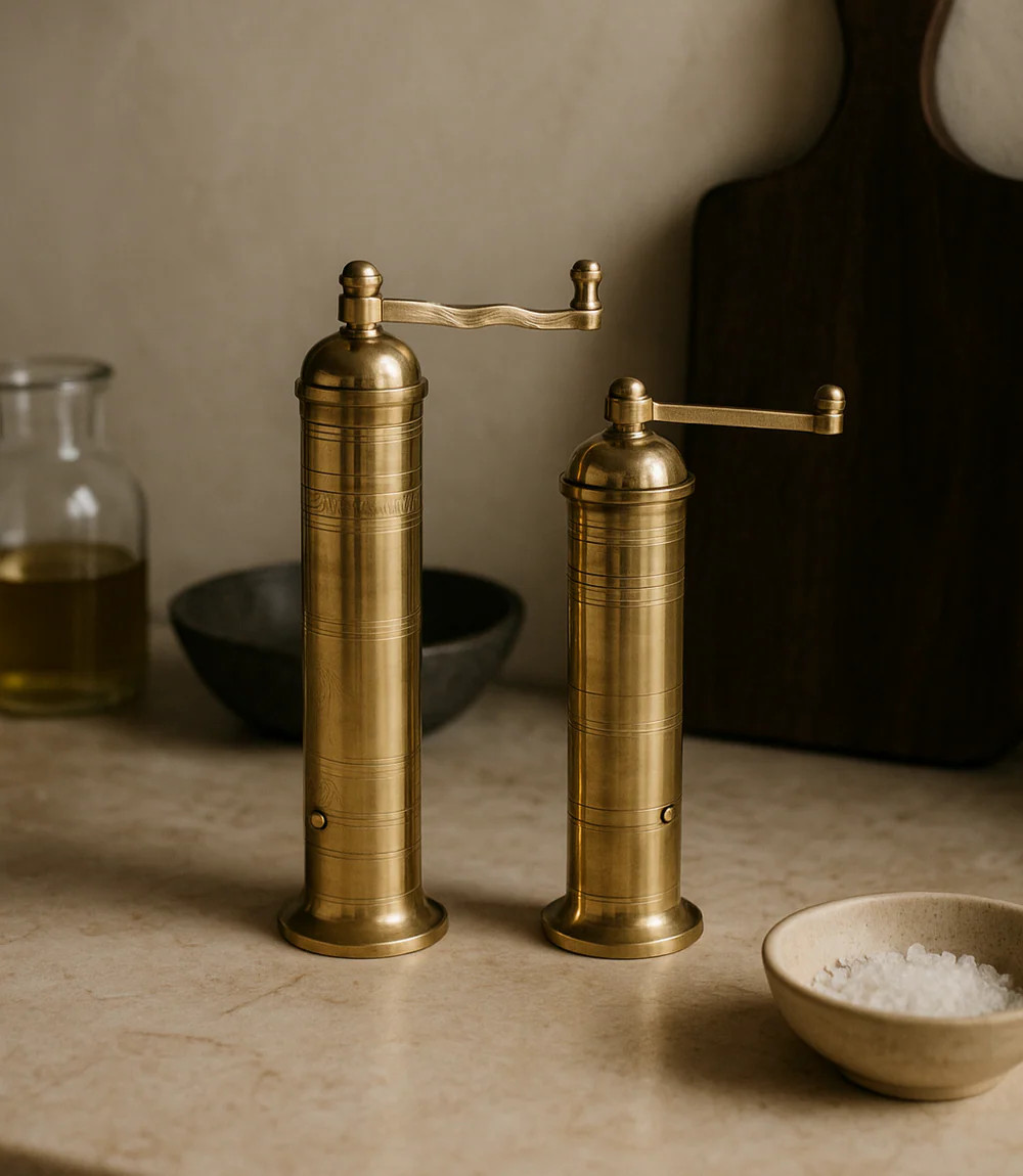 Ophelia Greek Salt + Pepper Mills, Set of 2 | Pepper + Vetiver