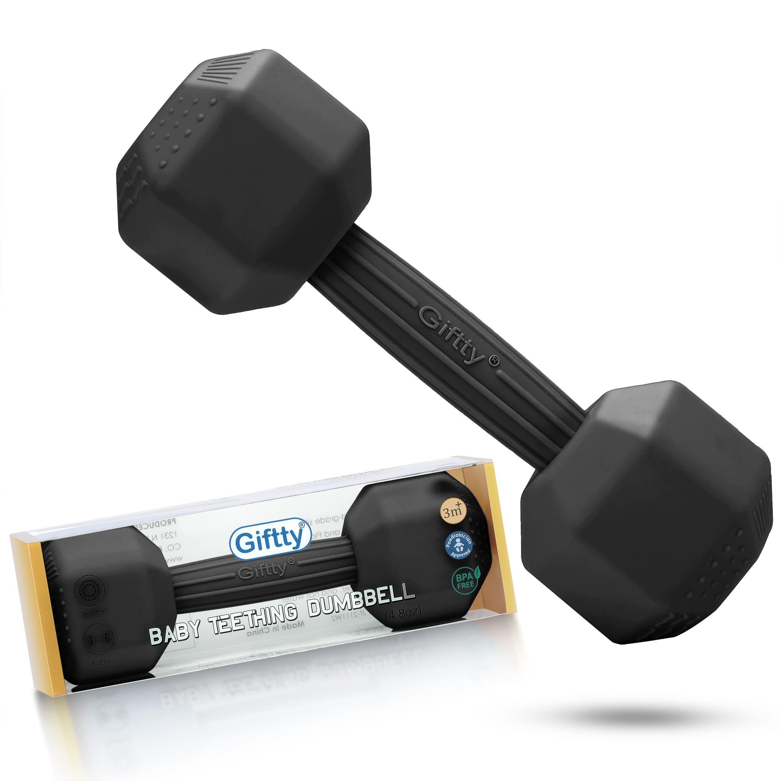 Baby Dumbbell Toy - Silicone Infant Rattle Teething Toy Teether Toddler Sensory Toy Durable Safe Exe | Amazon (US)