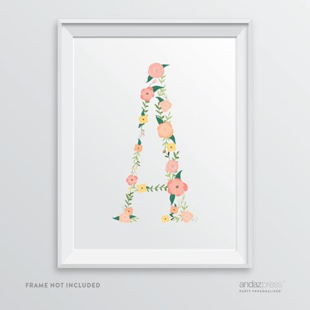 A Monogram Wall Art Letters, Coral Floral Roses | Walmart (US)