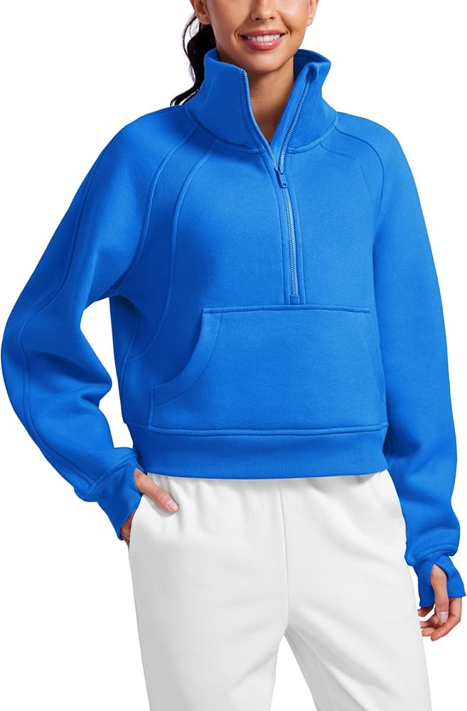 CRZ YOGA Womens Fleece Lined Half Zipper Sweatshirts Funnel Neck Long Sleeve Oversized Pullover H... | Amazon (US)