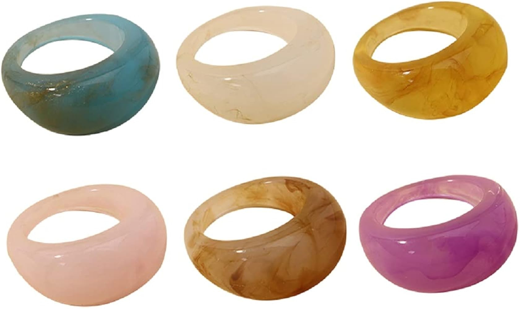 Colorful Resin Rings Wide Thick Dome Knuckle Finger Stackable Joint Ring Chunky Acrylic Rhineston... | Amazon (US)