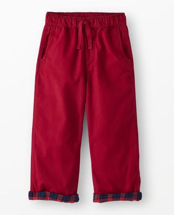 Boys' Beet Red Canvas Pull-On Lined Pants in 100% Cotton - Size Big Kids 10 by Hanna Andersson | Hanna Andersson