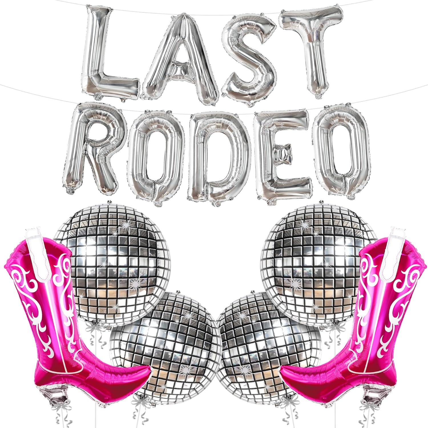KatchOn, 15 pcs Last Rodeo Balloons Set - Silver, Disco Ball, Cowgirl Boots - Bridal Shower, Wedd... | Amazon (US)