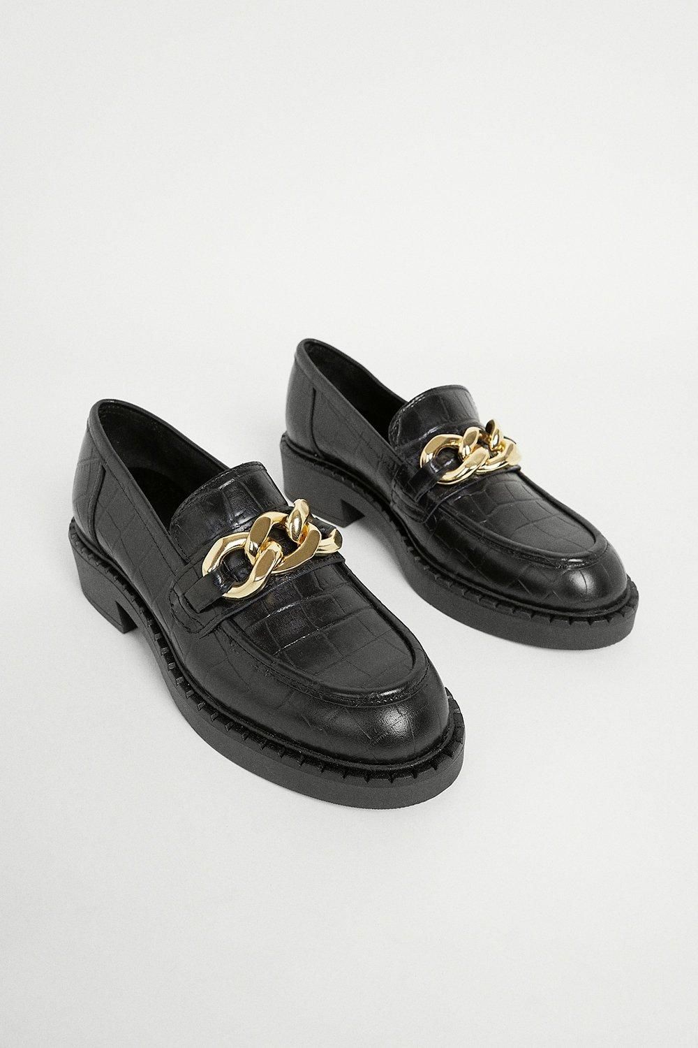 Real Leather Croc Chunky Loafer | Warehouse UK & IE
