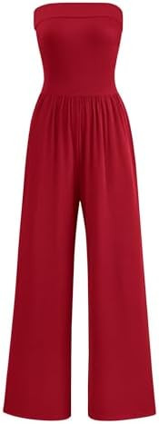 PRETTYGARDEN Tube Jumpsuits for Women Dressy Casual Off Shoulder Wide Leg Rompers Jumper One Piec... | Amazon (US)